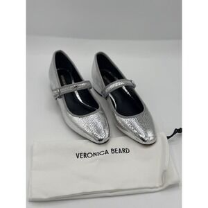 Veronica Beard Cade Mary Jane ballerina pumps Women's 5 Silver NWB